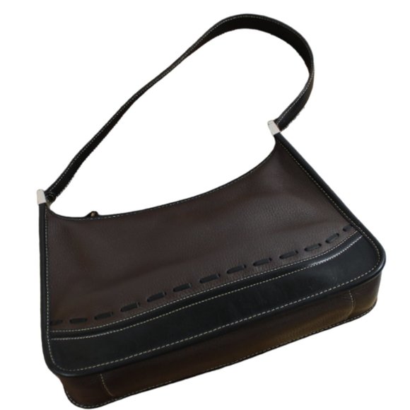 Brighton Brown And Black Two Tone Leather Vintage Shoulder Style Bag (EU… - Picture 6 of 9
